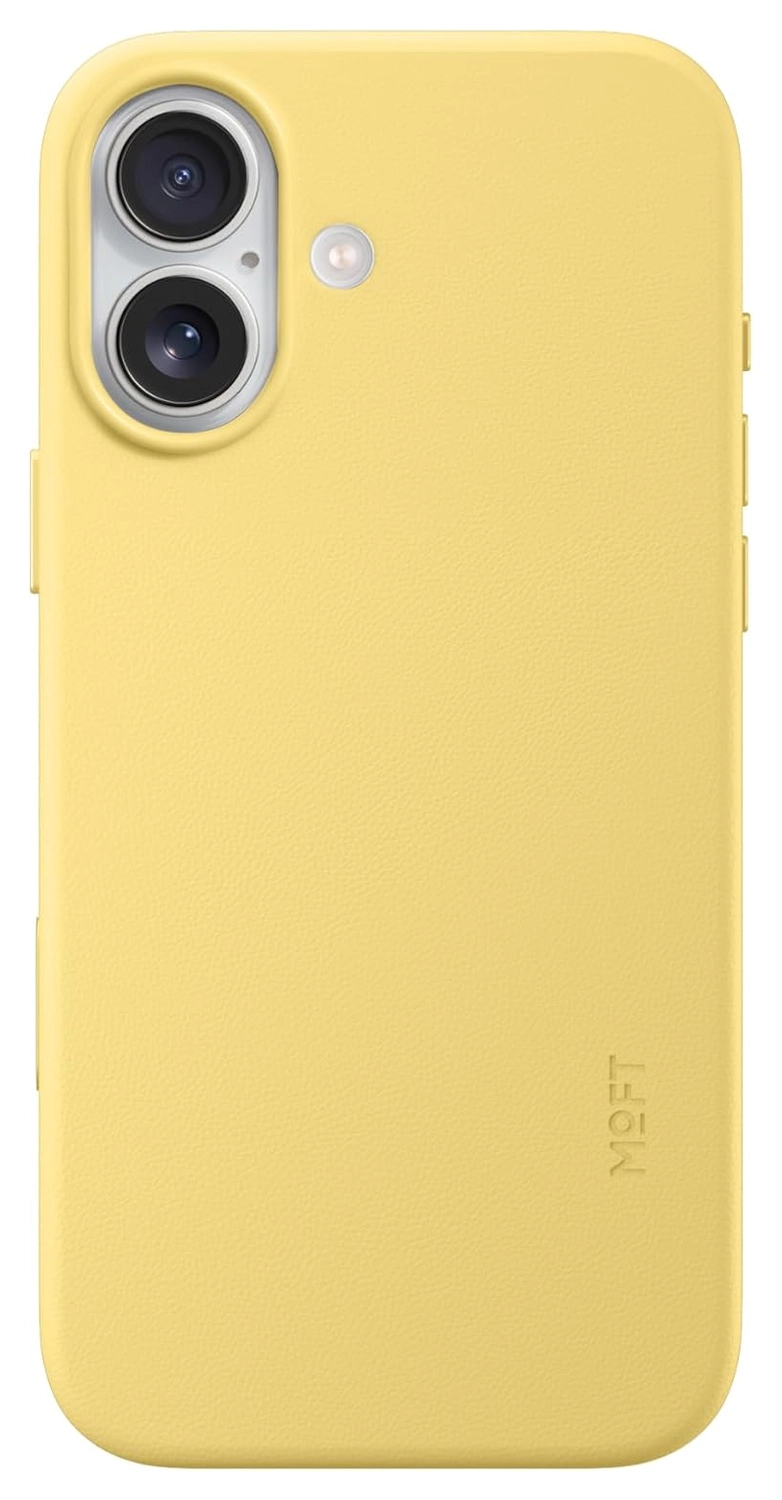 MOFT MOVAS Snap iPhone 17 Hoesje MagSafe Vegan Leer Back Cover Geel afbeelding 1