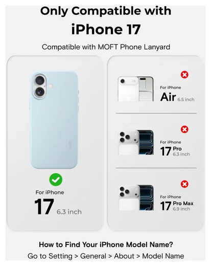 MOFT MOVAS Snap iPhone 17 Hoesje MagSafe Vegan Leer Back Cover Lichtblauw afbeelding 2