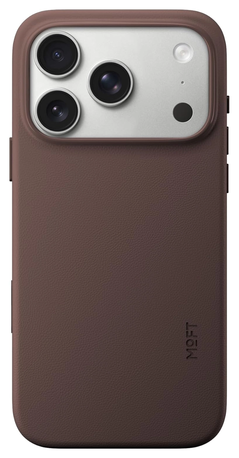 MOFT MOVAS Snap iPhone 17 Pro Hoesje MagSafe Vegan Leer Back Cover Bruin afbeelding 1
