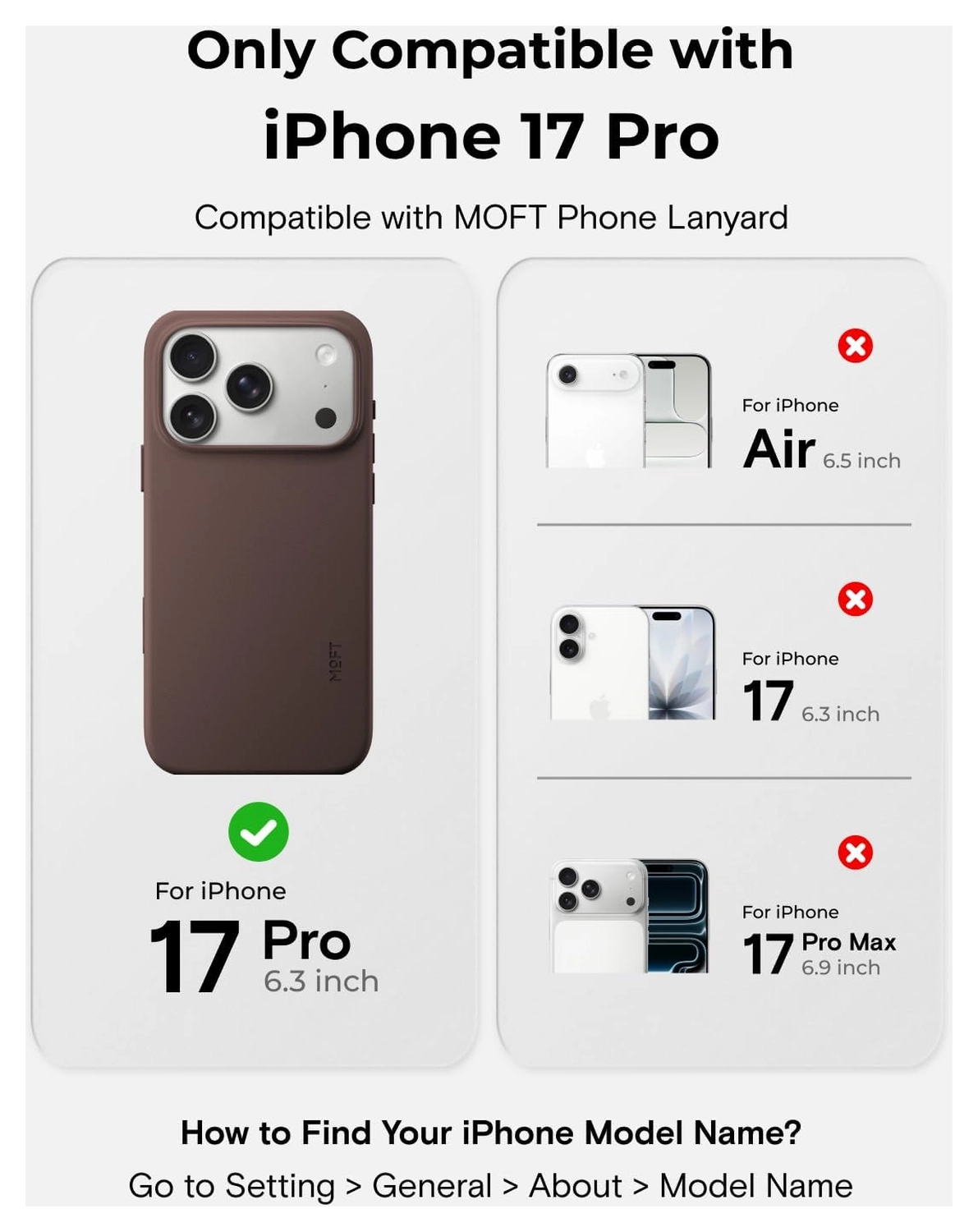 MOFT MOVAS Snap iPhone 17 Pro Hoesje MagSafe Vegan Leer Back Cover Bruin afbeelding 2