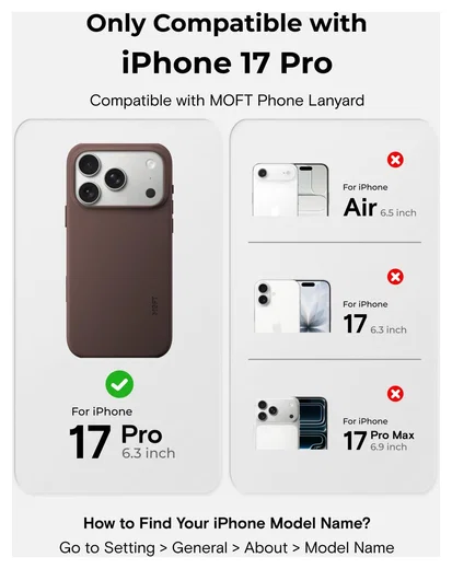 MOFT MOVAS Snap iPhone 17 Pro Hoesje MagSafe Vegan Leer Back Cover Bruin afbeelding 2