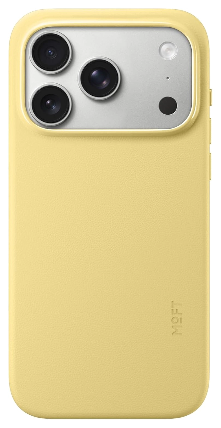 MOFT MOVAS Snap iPhone 17 Pro Hoesje MagSafe Vegan Leer Back Cover Geel afbeelding 1