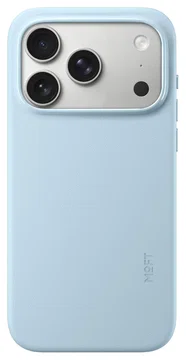 MOFT MOVAS Snap iPhone 17 Pro Hoesje MagSafe Vegan Leer Back Cover Lichtblauw