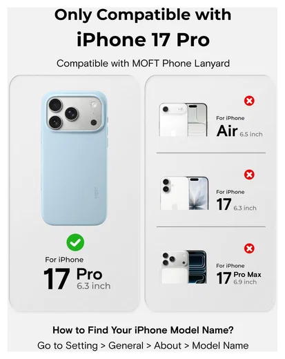 MOFT MOVAS Snap iPhone 17 Pro Hoesje MagSafe Vegan Leer Back Cover Lichtblauw afbeelding 2