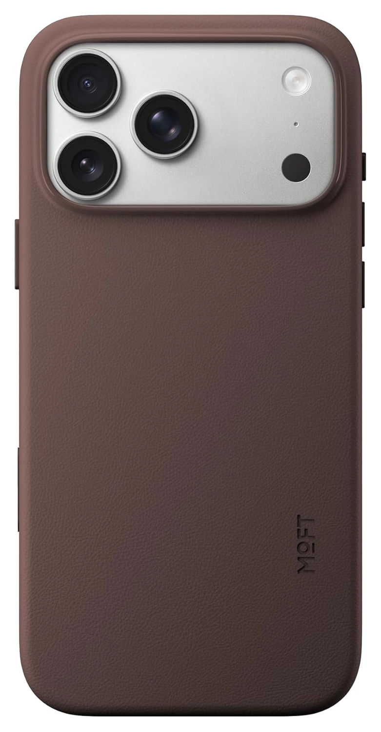 MOFT MOVAS Snap iPhone 17 Pro Max Hoesje MagSafe Leer Back Cover Bruin afbeelding 1