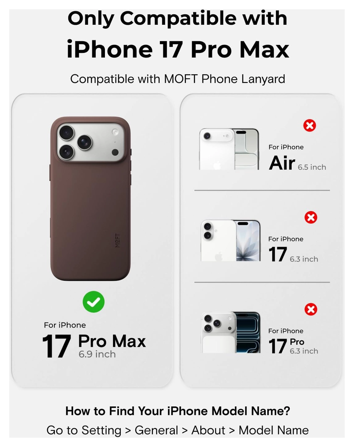 MOFT MOVAS Snap iPhone 17 Pro Max Hoesje MagSafe Leer Back Cover Bruin afbeelding 2