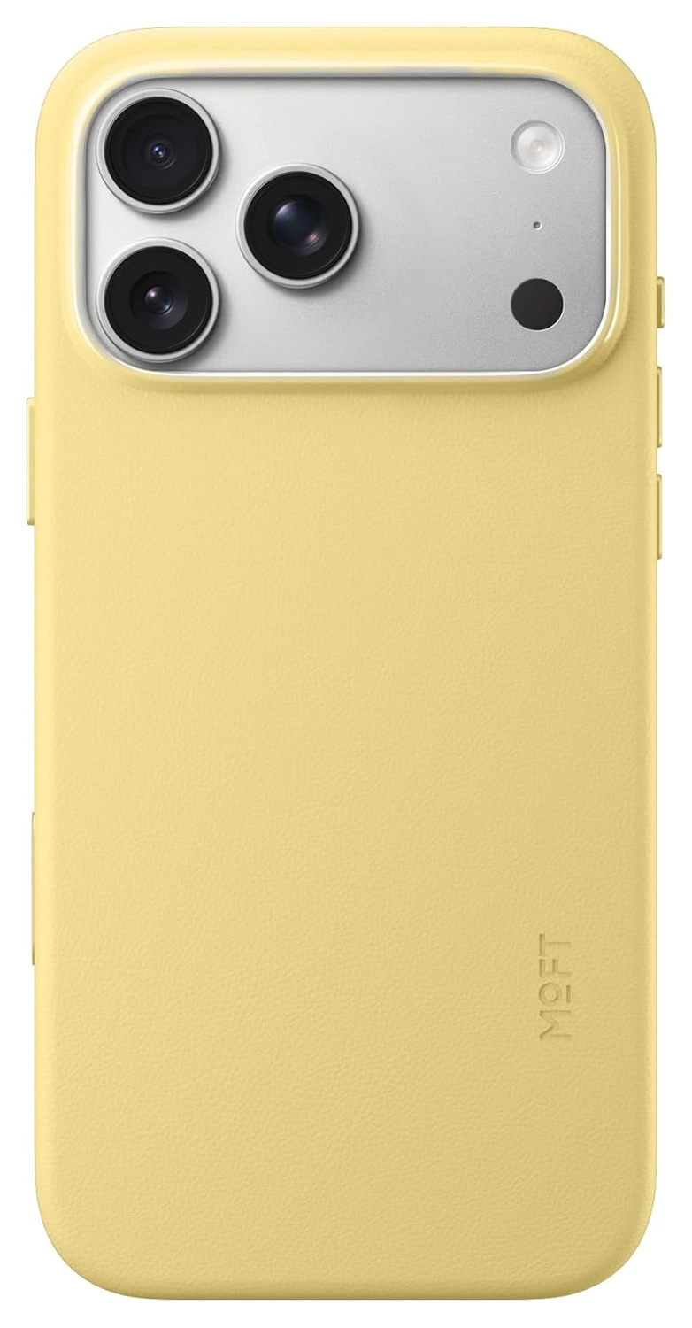 MOFT MOVAS Snap iPhone 17 Pro Max Hoesje MagSafe Leer Back Cover Geel afbeelding 1