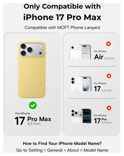 MOFT MOVAS Snap iPhone 17 Pro Max Hoesje MagSafe Leer Back Cover Geel afbeelding 2