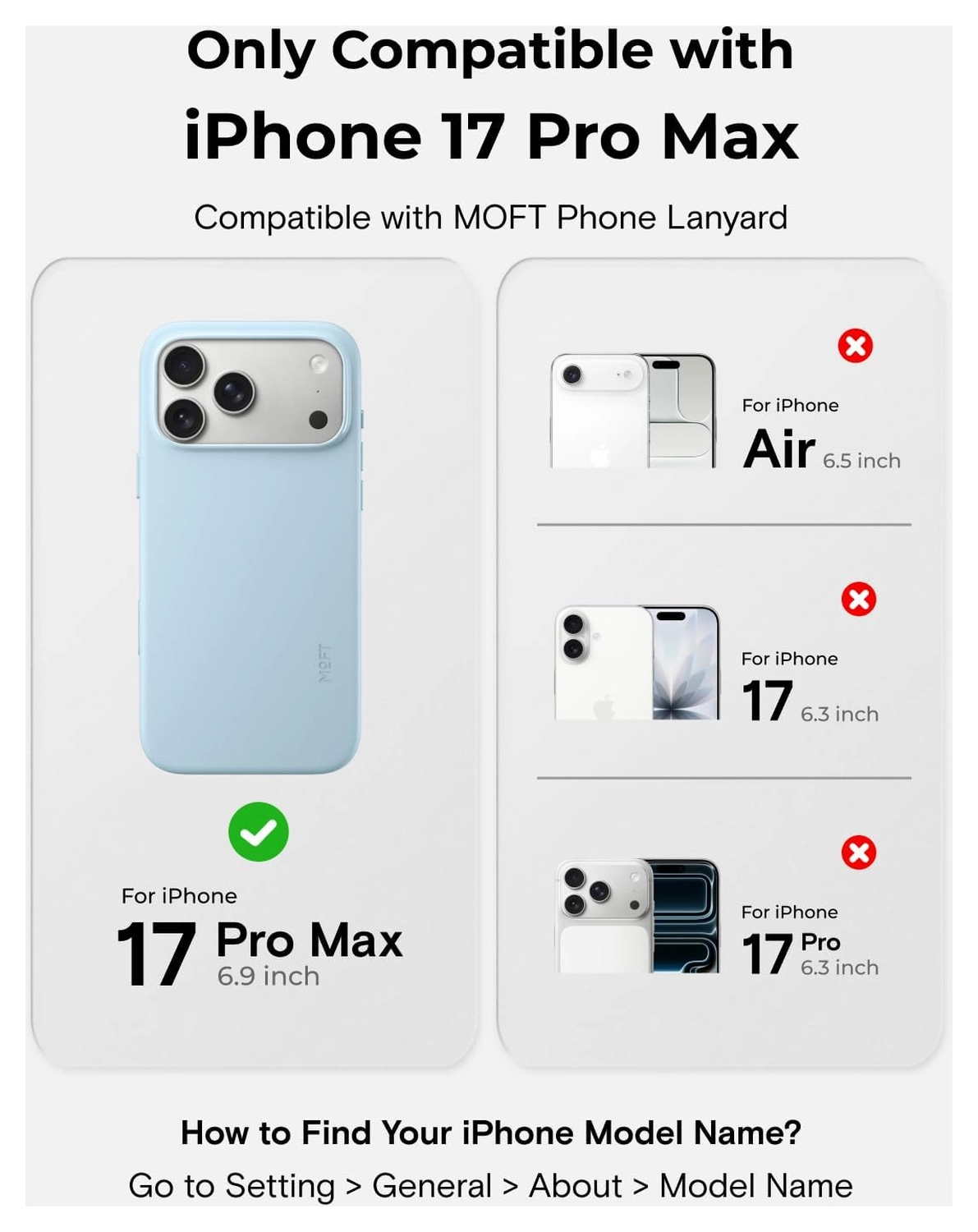 MOFT MOVAS Snap iPhone 17 Pro Max Hoesje MagSafe Leer Back Cover Lichtblauw afbeelding 2