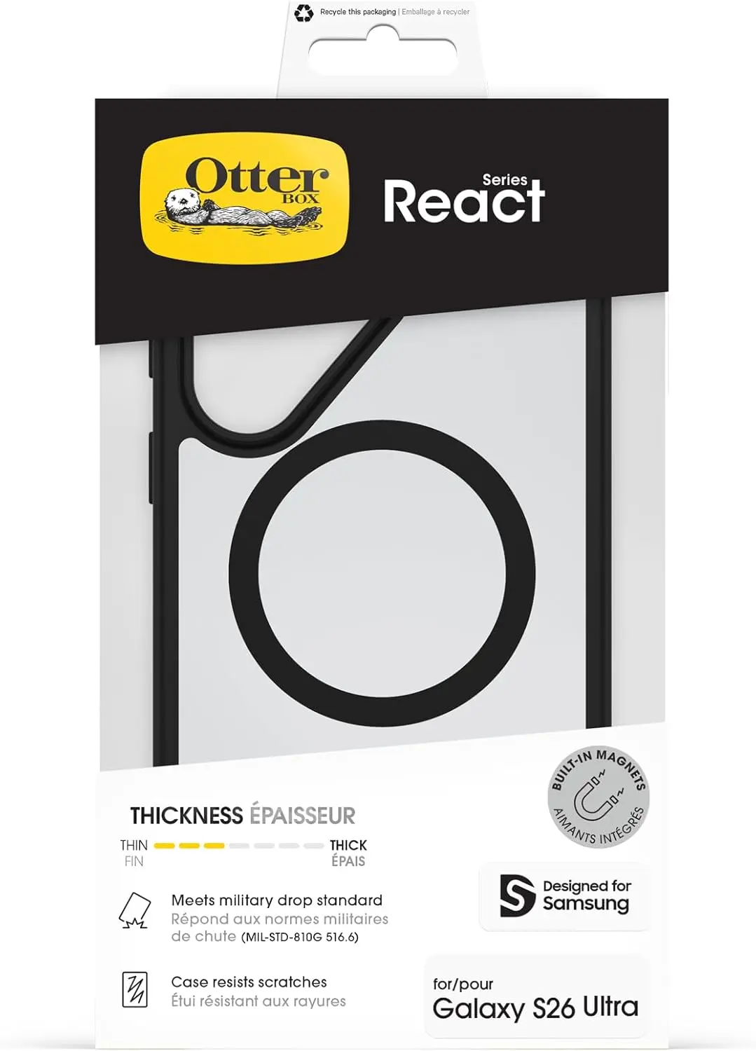 OtterBox React Samsung S26 Ultra Hoesje Magnetic Back Cover Zwart Transparant afbeelding 2