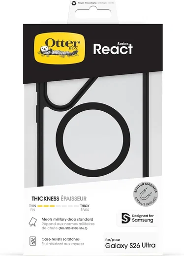 OtterBox React Samsung S26 Ultra Hoesje Magnetic Back Cover Zwart Transparant afbeelding 2