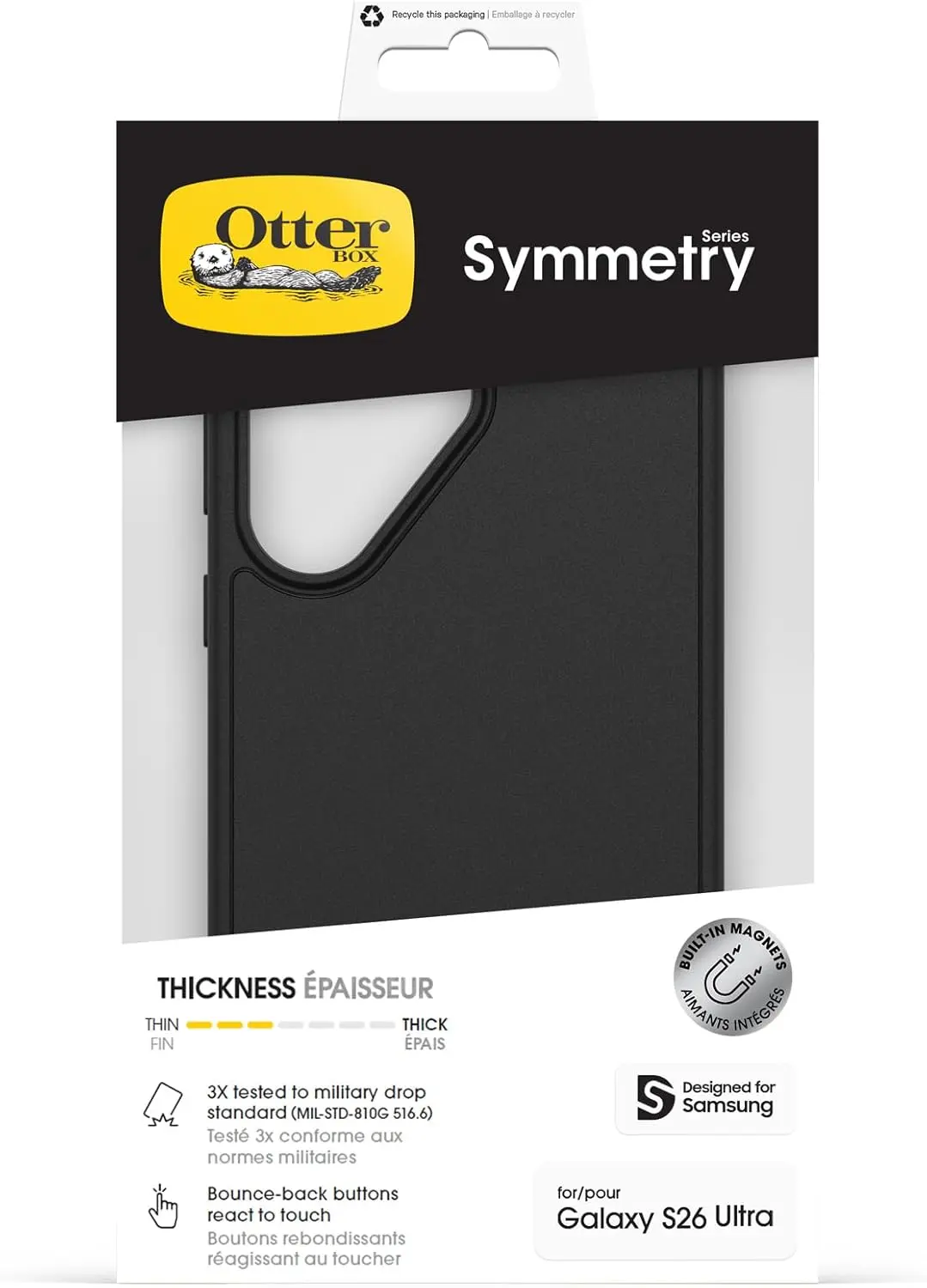 OtterBox Symmetry Samsung Galaxy S26 Ultra Hoesje Magnetic Back Cover Zwart afbeelding 5