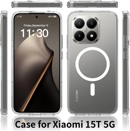 Xiaomi 15T Hoesje Hard Back Cover met MagSafe Transparant afbeelding 5
