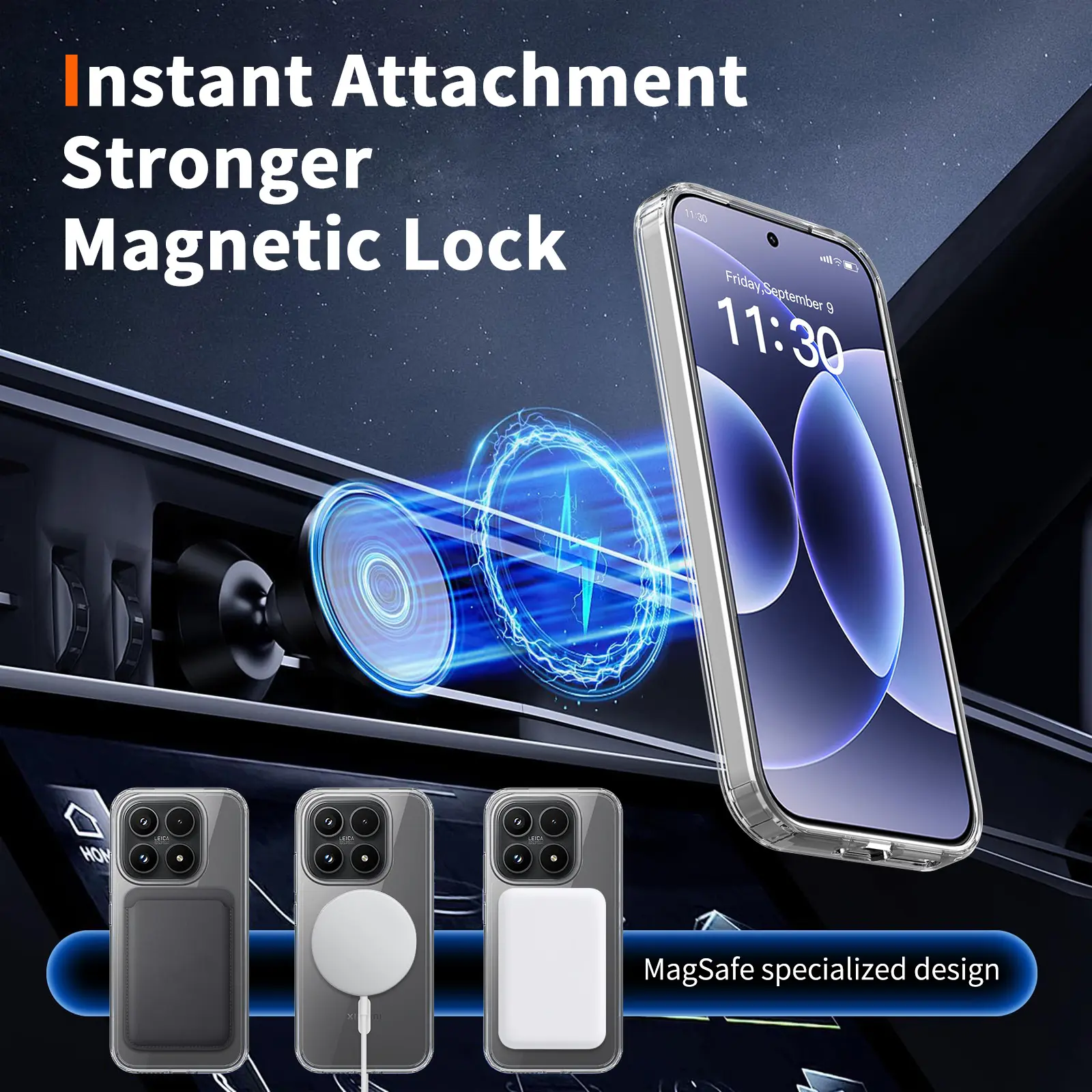 Xiaomi  17 Hoesje Hard Back Cover met MagSafe Transparant afbeelding 3