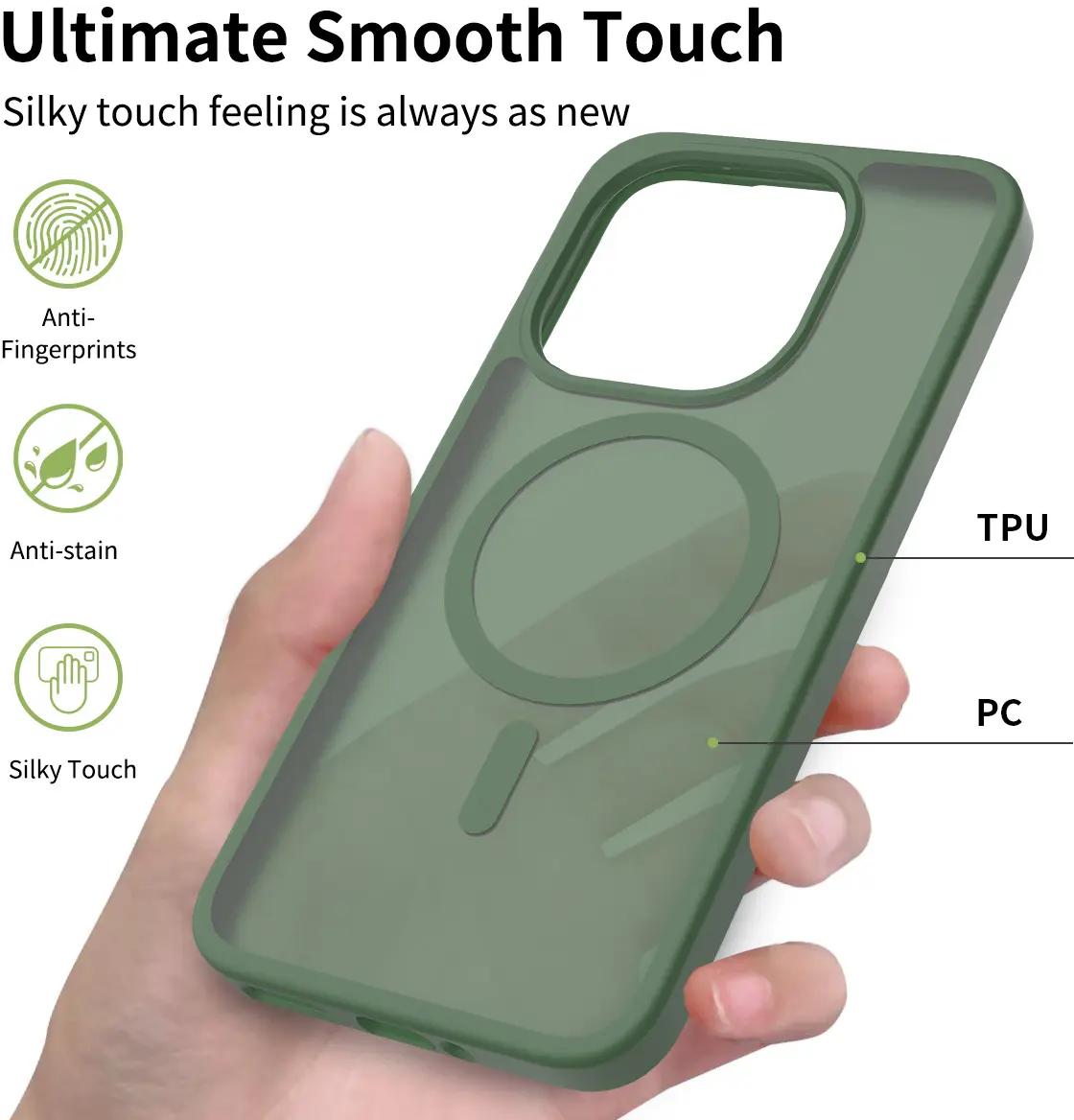 Xiaomi 15T Hybrid Hoesje met MagSafe Back Cover Matte Groen afbeelding 1