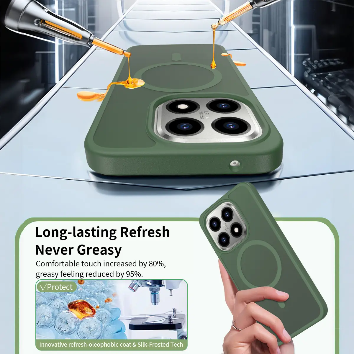 Xiaomi 15T Hybrid Hoesje met MagSafe Back Cover Matte Groen afbeelding 6