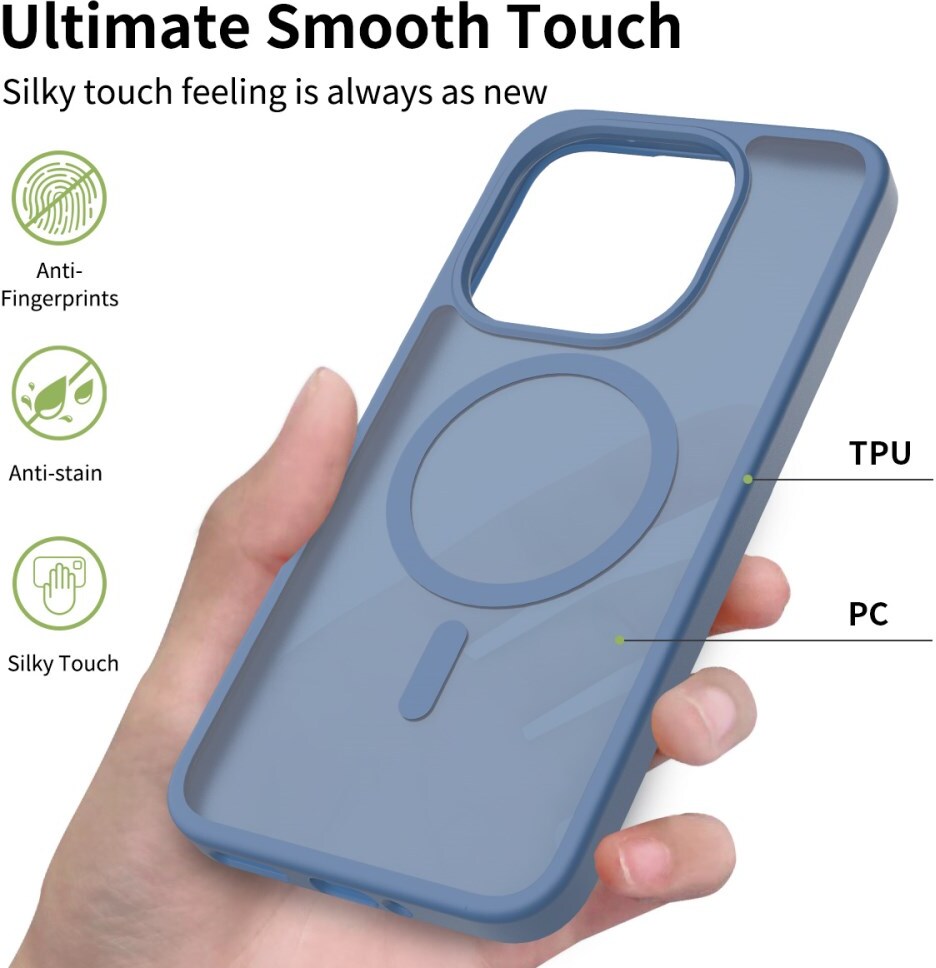 Xiaomi 15T Hybrid Hoesje met MagSafe Back Cover Matte Blauw afbeelding 6