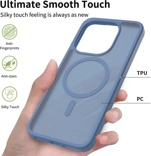 Xiaomi 15T Hybrid Hoesje met MagSafe Back Cover Matte Blauw afbeelding 6