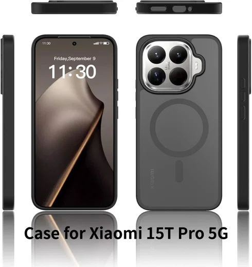 Xiaomi 15T Pro Hybrid Hoesje met MagSafe Back Cover Matte Zwart afbeelding 9