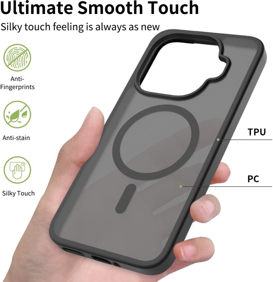 Xiaomi 15T Pro Hybrid Hoesje met MagSafe Back Cover Matte Zwart afbeelding 8