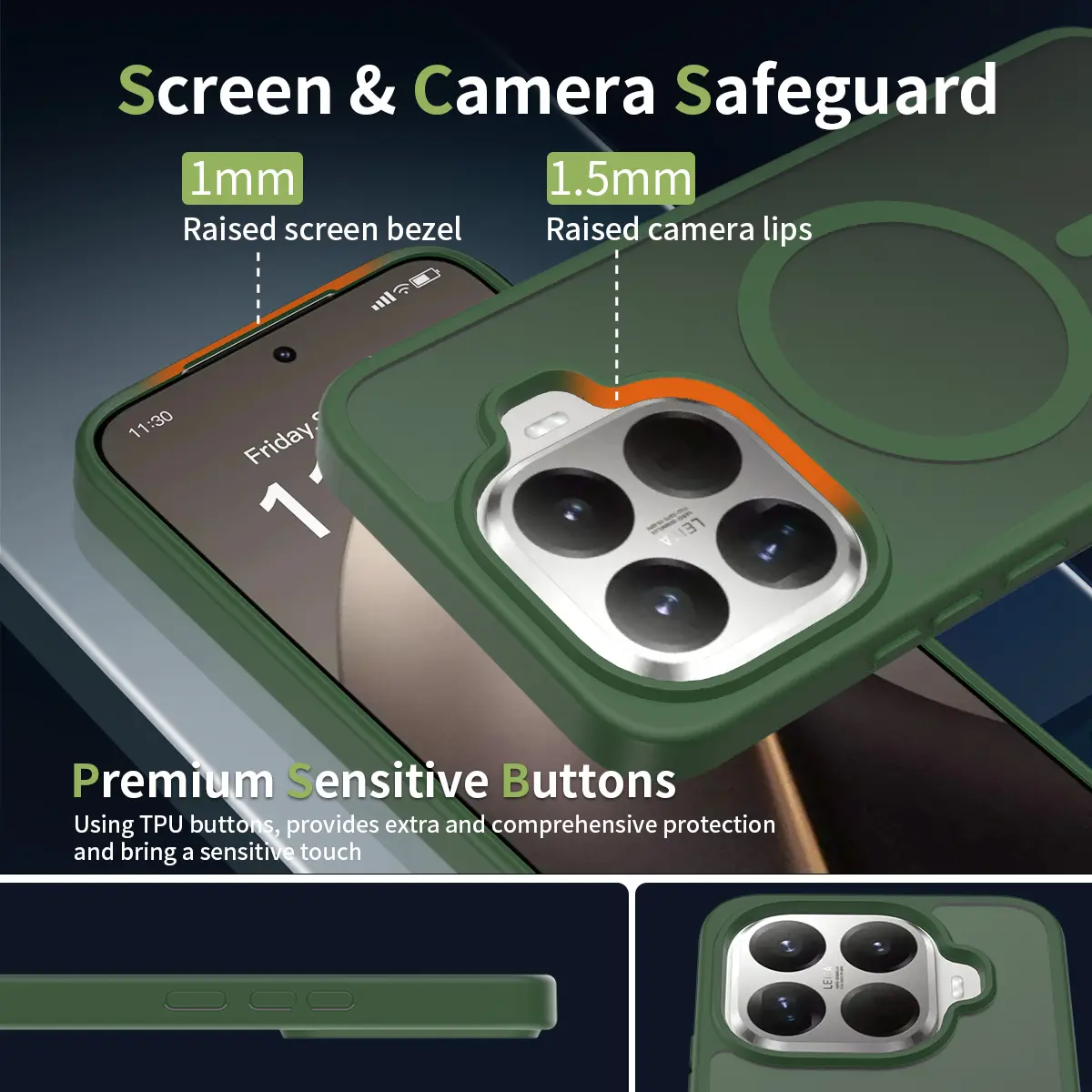 Xiaomi 15T Pro Hybrid Hoesje met MagSafe Back Cover Matte Groen afbeelding 8
