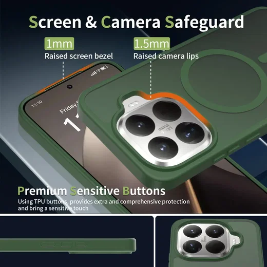 Xiaomi 15T Pro Hybrid Hoesje met MagSafe Back Cover Matte Groen afbeelding 8