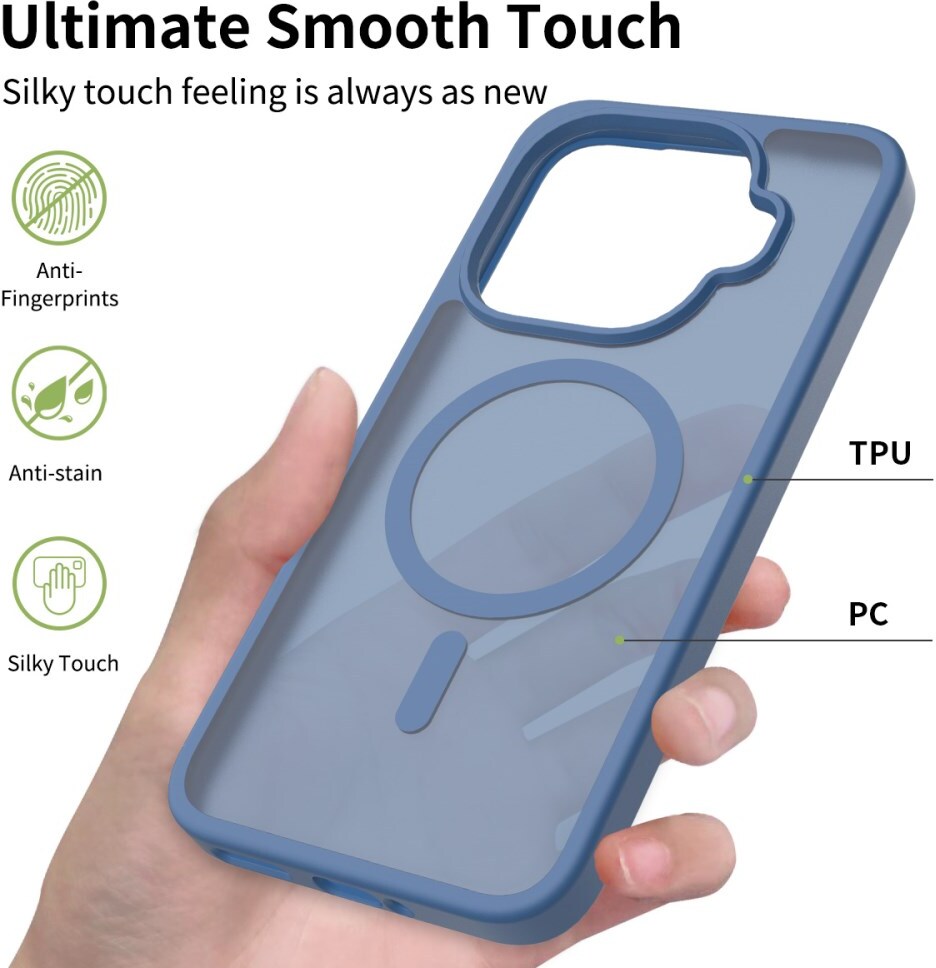 Xiaomi 15T Pro Hybrid Hoesje met MagSafe Back Cover Matte Blauw afbeelding 8