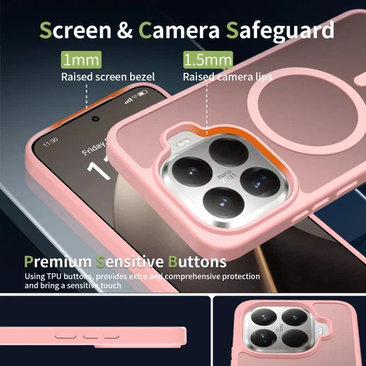 Xiaomi 15T Pro Hybrid Hoesje met MagSafe Back Cover Matte Roze afbeelding 6