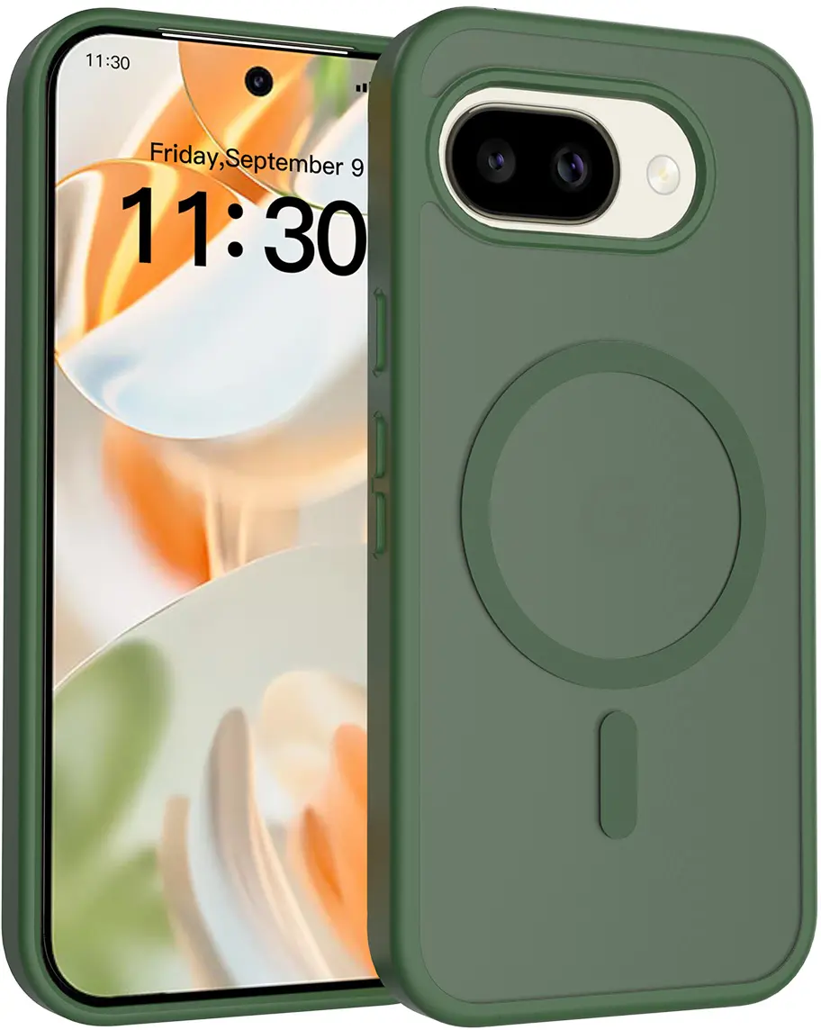 Google Pixel 10a Hybrid Hoesje met MagSafe Back Cover Matte Groen afbeelding 1
