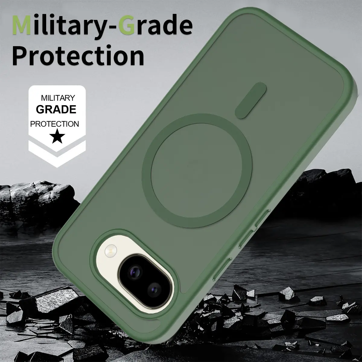 Google Pixel 10a Hybrid Hoesje met MagSafe Back Cover Matte Groen afbeelding 6