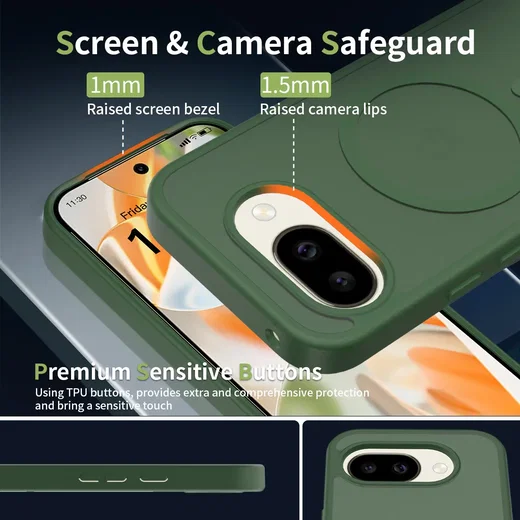 Google Pixel 10a Hybrid Hoesje met MagSafe Back Cover Matte Groen afbeelding 5