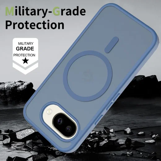 Google Pixel 10a Hybrid Hoesje met MagSafe Back Cover Matte Blauw afbeelding 6