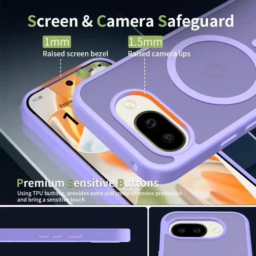 Google Pixel 10a Hybrid Hoesje met MagSafe Back Cover Matte Paars afbeelding 3