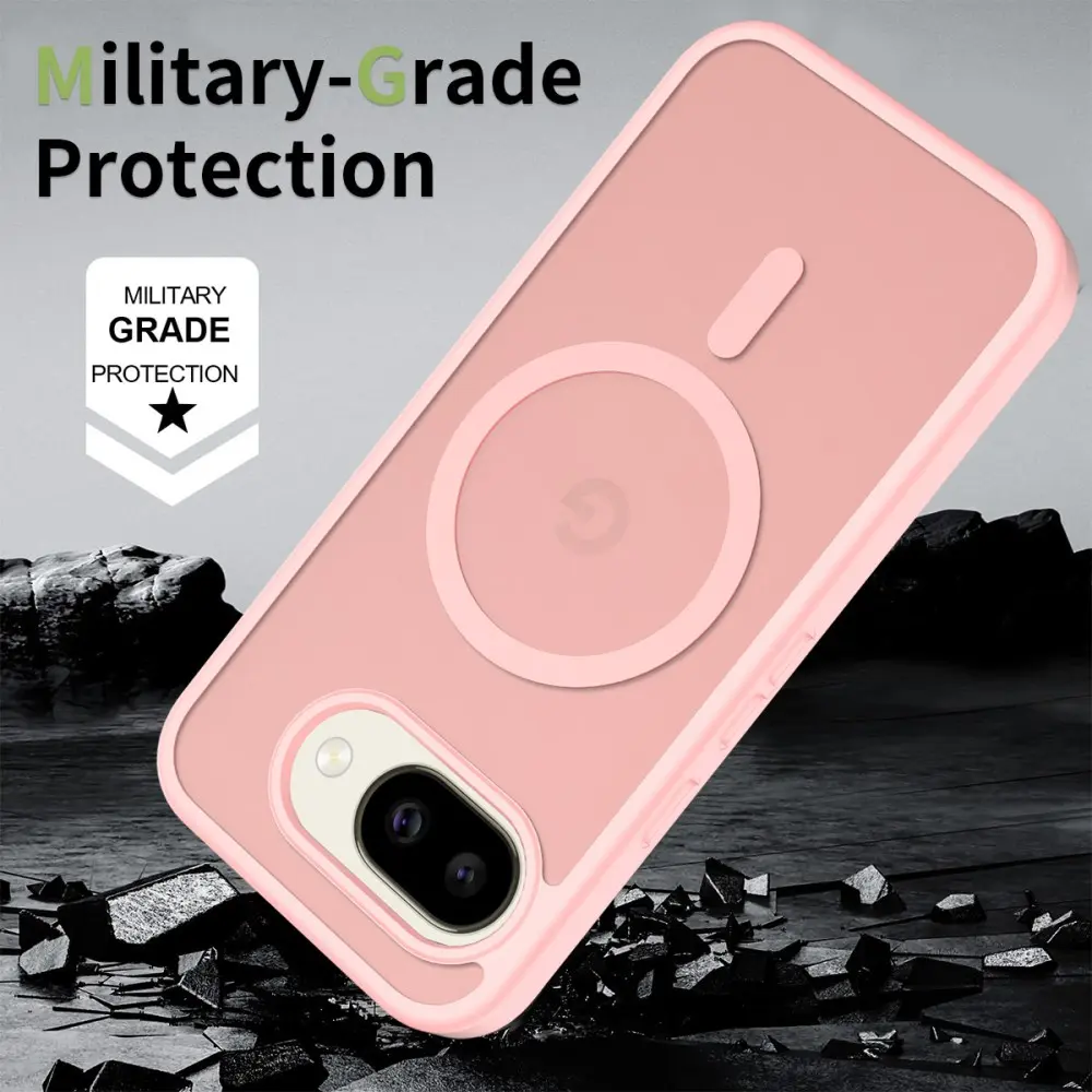 Google Pixel 10a Hybrid Hoesje met MagSafe Back Cover Matte Roze afbeelding 6