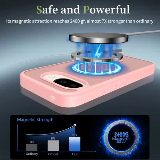 Google Pixel 10a Hybrid Hoesje met MagSafe Back Cover Matte Roze afbeelding 8