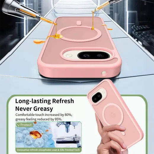 Google Pixel 10a Hybrid Hoesje met MagSafe Back Cover Matte Roze afbeelding 7