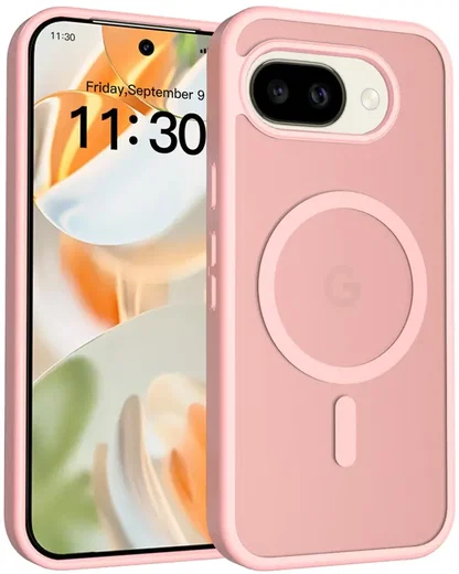 Google Pixel 10a Hybrid Hoesje met MagSafe Back Cover Matte Roze afbeelding 1