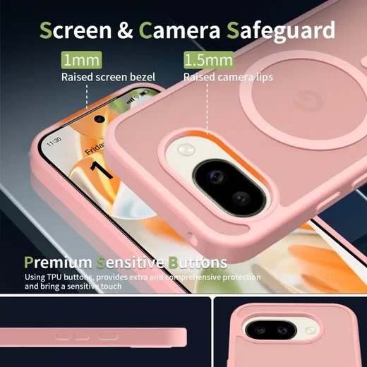 Google Pixel 10a Hybrid Hoesje met MagSafe Back Cover Matte Roze afbeelding 4