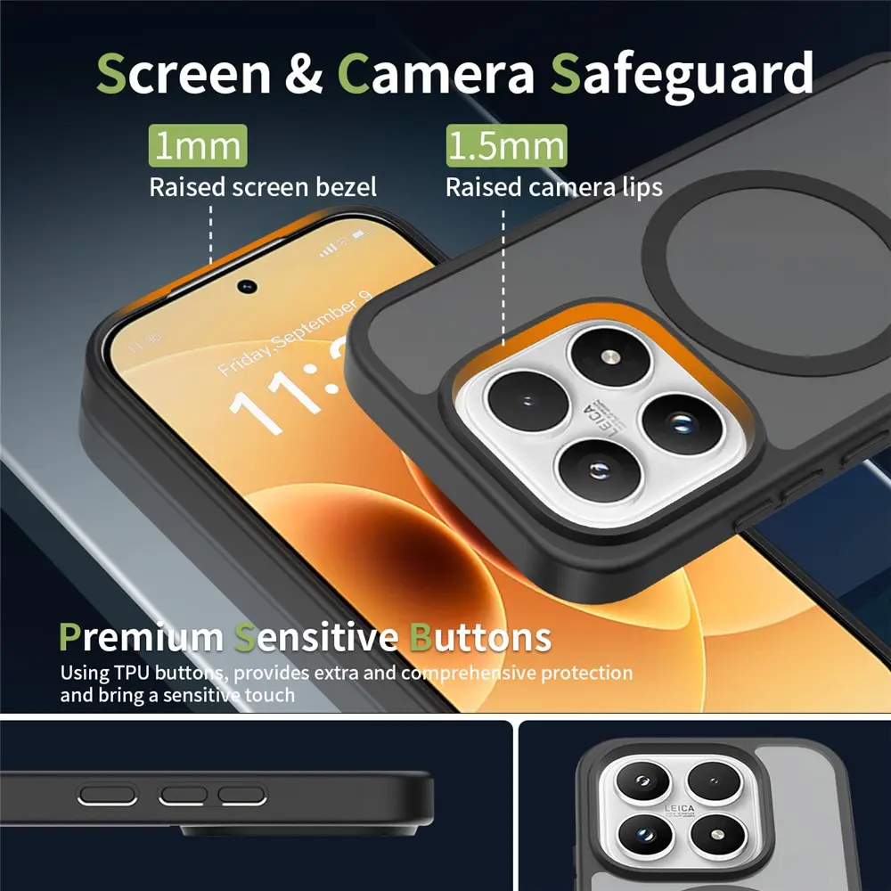 Xiaomi 17 Hybrid Hoesje met MagSafe Back Cover Matte Zwart afbeelding 3