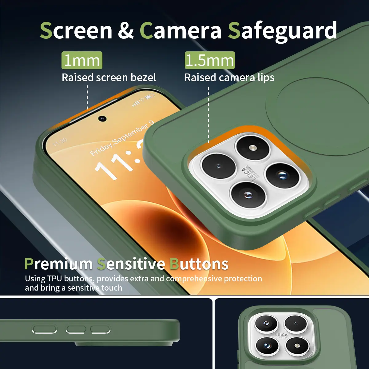 Xiaomi 17 Hybrid Hoesje met MagSafe Back Cover Matte Groen afbeelding 3