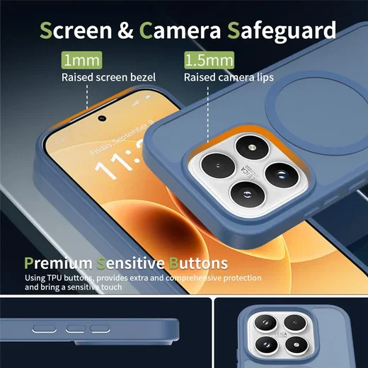 Xiaomi 17 Hybrid Hoesje met MagSafe Back Cover Matte Blauw afbeelding 3