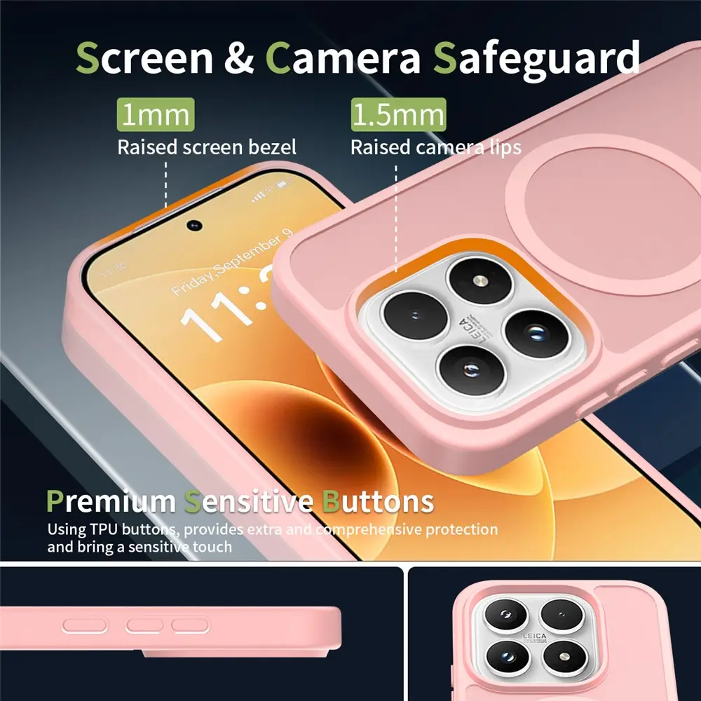Xiaomi 17 Hybrid Hoesje met MagSafe Back Cover Matte Roze afbeelding 3