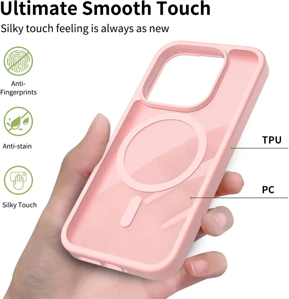 Xiaomi 17 Hybrid Hoesje met MagSafe Back Cover Matte Roze afbeelding 2
