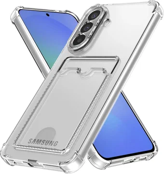 Samsung Galaxy A37 Hoesje Dun TPU met Pasjeshouder Back Cover Transparant