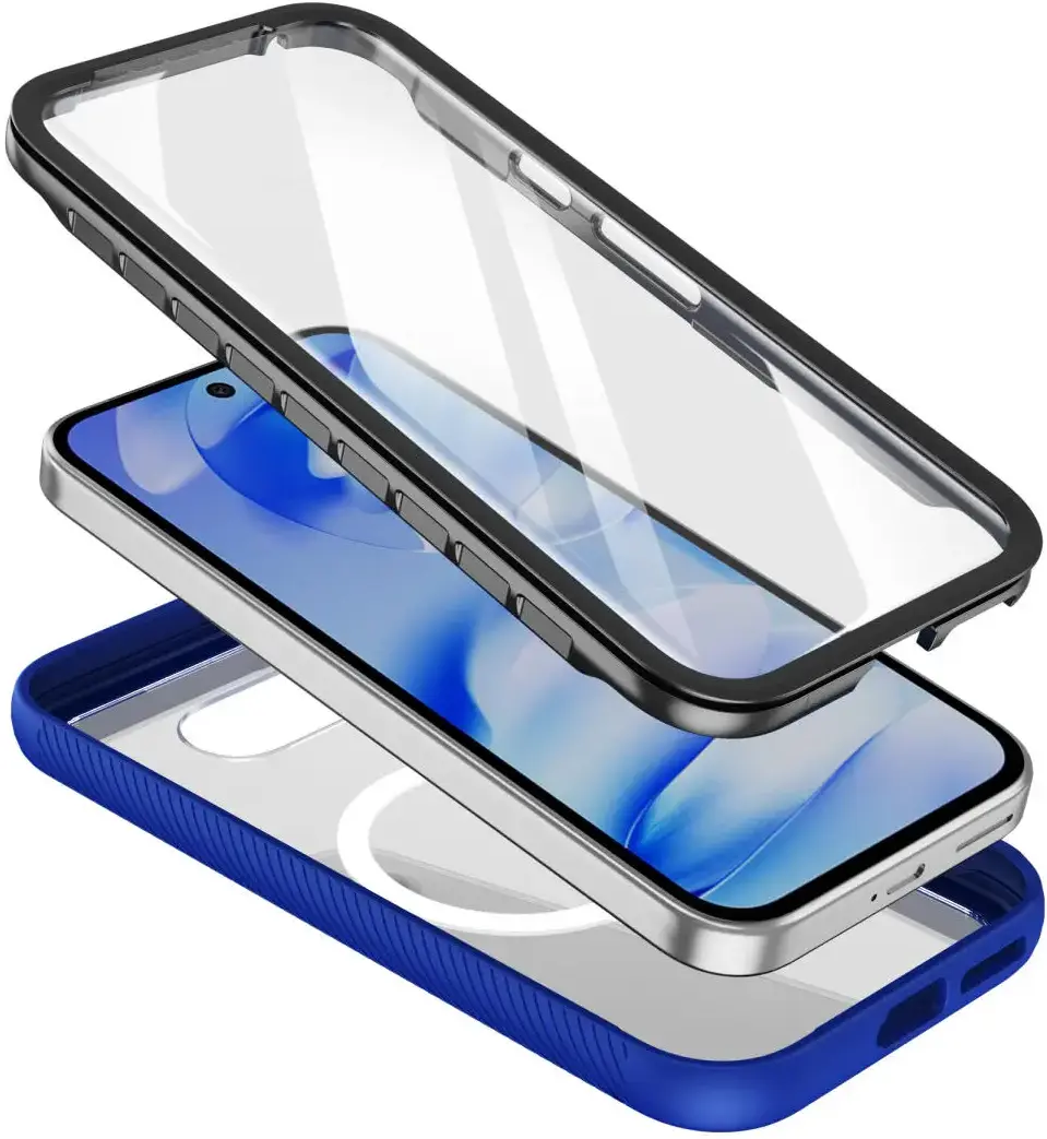 Google Pixel 10a Hoesje Full Protect 360° Cover met MagSafe / Qi2 Blauw afbeelding 2