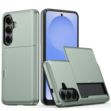 Samsung Galaxy A57 Hoesje met Slider Kaarthouder Back Cover Groen