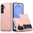 Samsung Galaxy A57 Hoesje met Slider Kaarthouder Back Cover Roze Goud