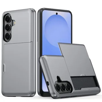 Samsung Galaxy A57 Hoesje met Slider Kaarthouder Back Cover Grijs