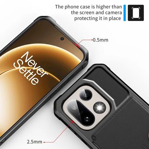 OnePlus 15 Hoesje 3-in-1 Pasjes Portemonnee Back Cover Zwart afbeelding 7