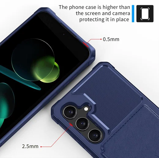 Samsung Galaxy S25 FE Hoesje 3-in-1 Pasjes Portemonnee Back Cover Blauw afbeelding 9